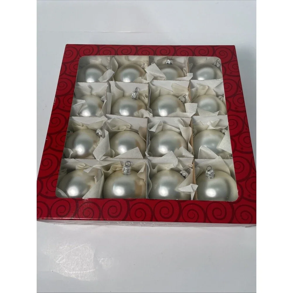 Vintage Home For Holidays Hand Blown European Glass Ornaments Silver